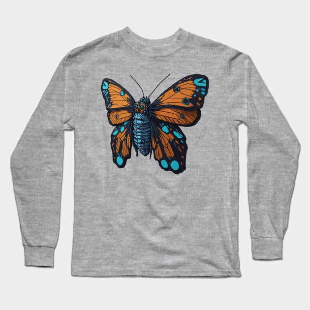 Robot Butterfly Long Sleeve T-Shirt by Sticker Steve